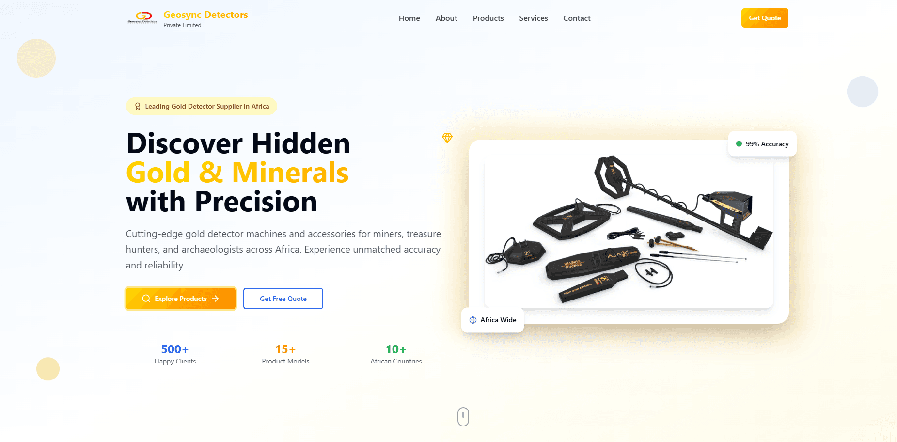 Website for Geosync Detectors Pvt.