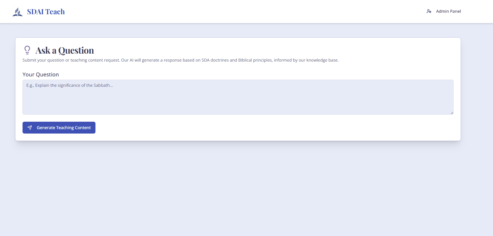 Faith in Education AI Platform for SDA Church